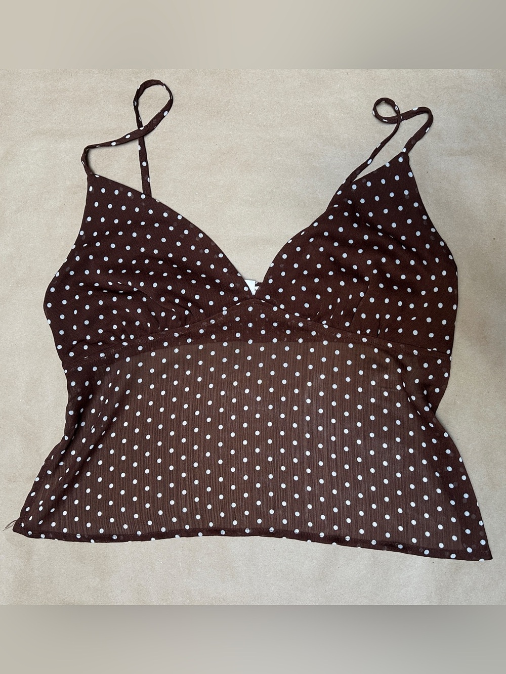 Brown with White Polka Dots Sugarkiss XL Crop Tank Top | Fairy Top